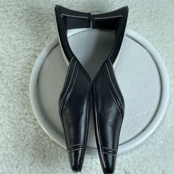 Apostrophe Mules Womens Size 7.5 Black Slide On Mules 2 Inch Block Heel Leather - Picture 7 of 10